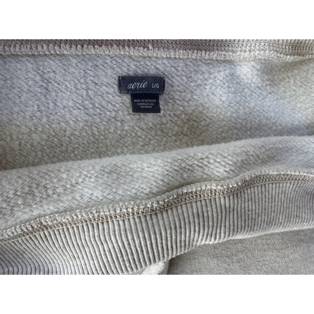 Aerie Wide Scoop Neck Drawstring Cream Oversized Sweatshirt LRG Athleisure Comfy - Picture 3 of 9